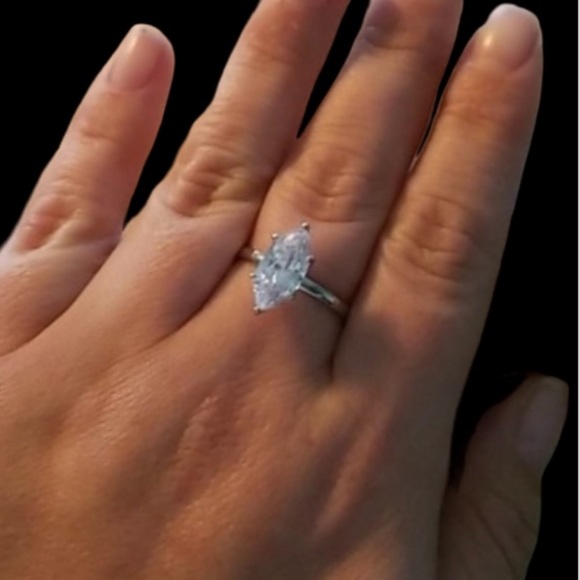 STERLING SILVER 3 CARAT MARQUIS RING - Picture 6 of 8